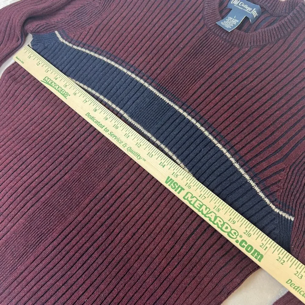 VTG Ribbed Sweater Mens Large Red Grunge Preppy Ivy League Retro Y2K Normcore - Picture 7 of 10